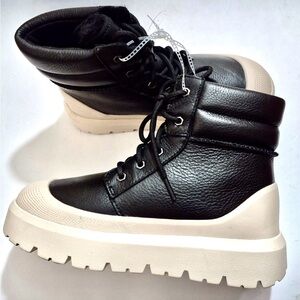 UGG Men's Black and Cream Leather Boots